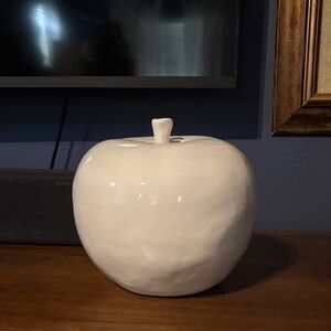 Elegant White Ceramic Apple Decor